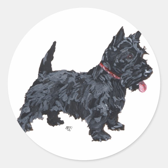 Spunky Scottie Dog Runder Aufkleber (Vorderseite)