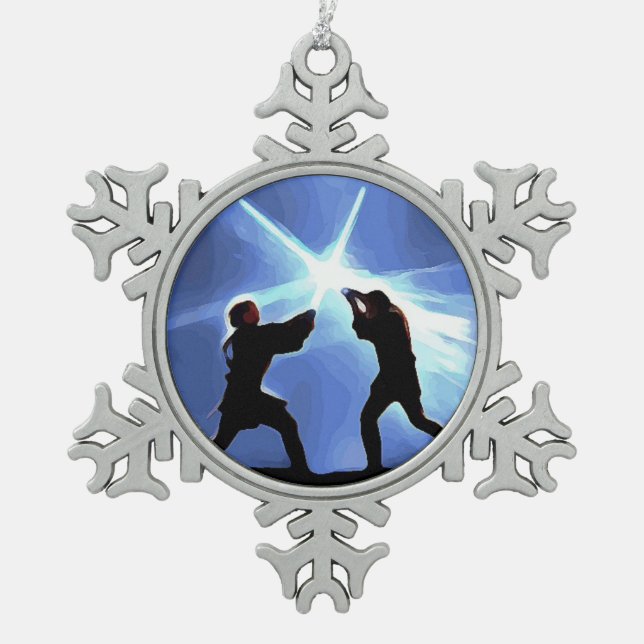 Spüre die Macht Schneeflocken Zinn-Ornament (Vorderseite)