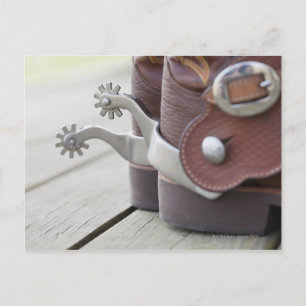 Spuren auf Cowboystiefeln Postkarte