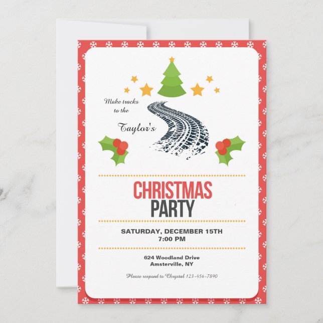 Spuren im Schnee-Weihnachts-Party Einladung (Vorderseite)