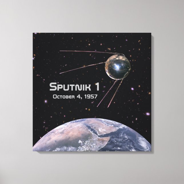 Sputnik 1 Satellit der Erde Leinwanddruck (Vorderseite)