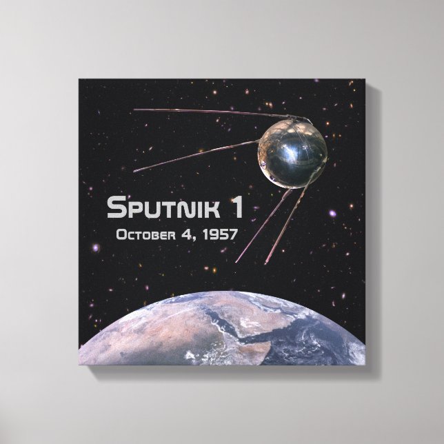 Sputnik 1 Satellit der Erde Leinwanddruck (Vorderseite)