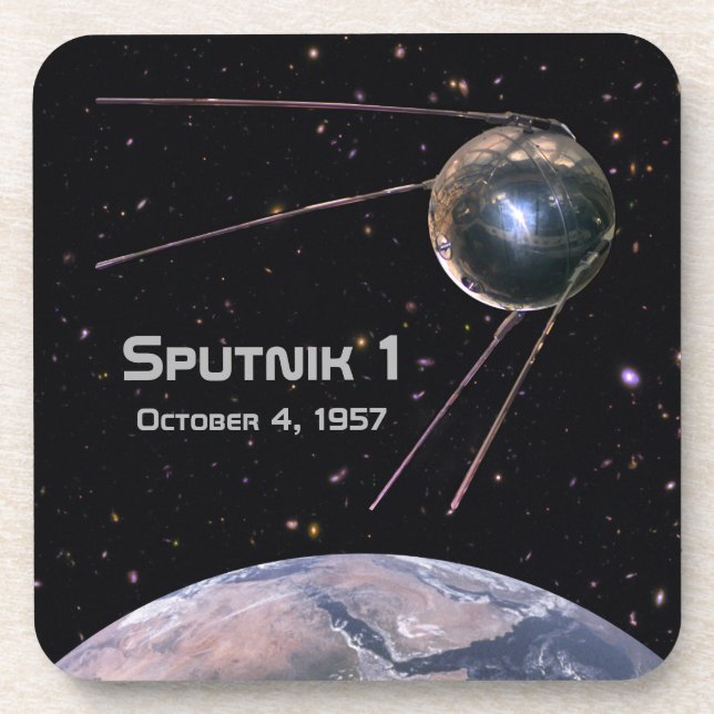 Sputnik 1 Satellit der Erde Untersetzer (Vorderseite)