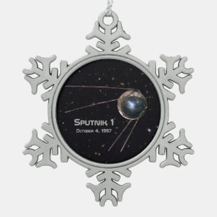 Sputnik 1 Satellit Schneeflocken Zinn-Ornament