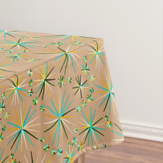 Sputnik-Muster aus der Mitte des Jahrhunderts, Tau Tischdecke (Beispiel)