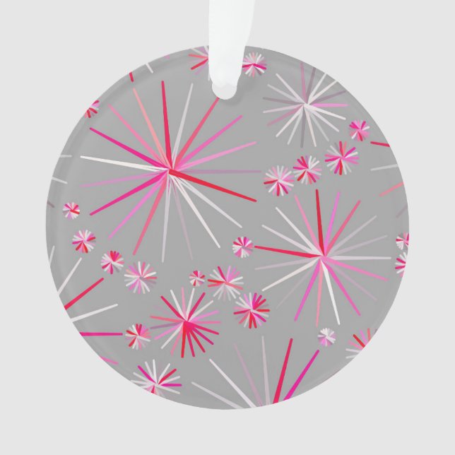 Sputnik-Muster aus der Mitte, Grau und Fuchsia Ornament (Vorderseite)