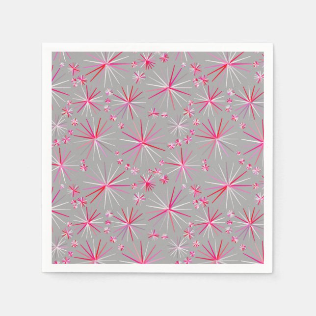 Sputnik-Muster aus der Mitte, Grau und Fuchsia Serviette (Vorderseite)