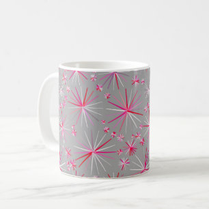 Sputnik-Muster aus der Mitte, Grau und Fuchsia Tasse