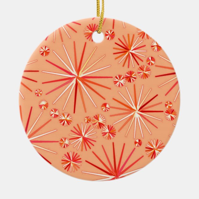 Sputnik-Muster des Mittelzentrums, Korallenschatti Keramik Ornament (Vorne)