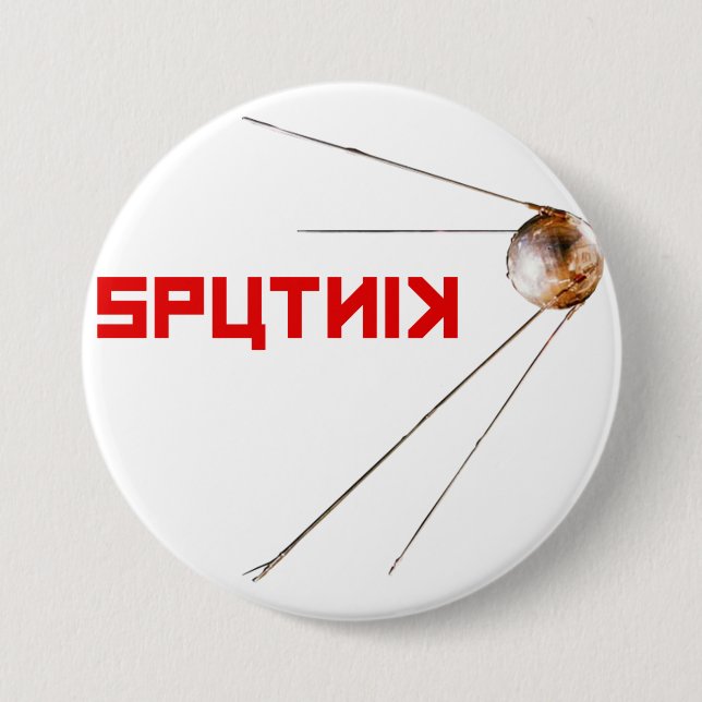 SPUTNIK - Weltraumgeschichte, Russisch, Satellit Button (Vorderseite)