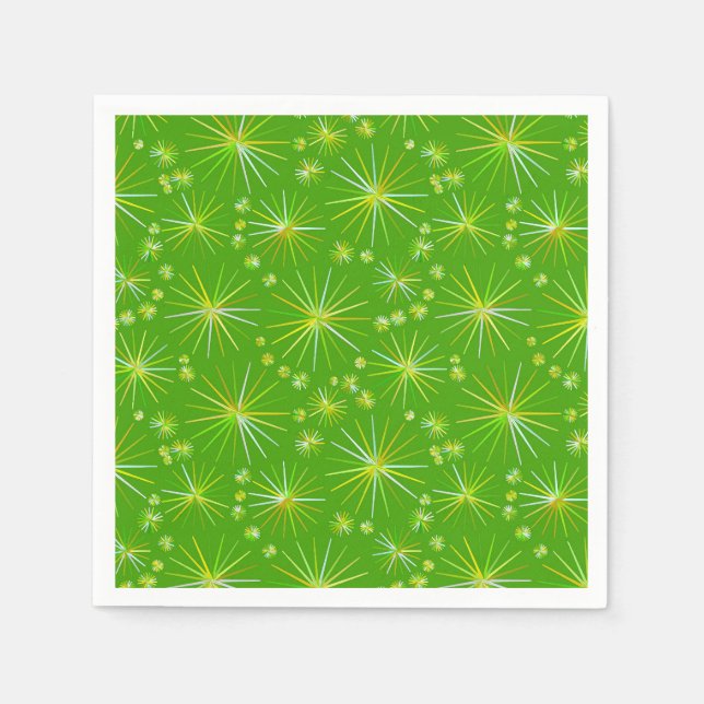 Sputnikmuster aus der Mitte des Jahrhunderts, grün Serviette (Vorderseite)