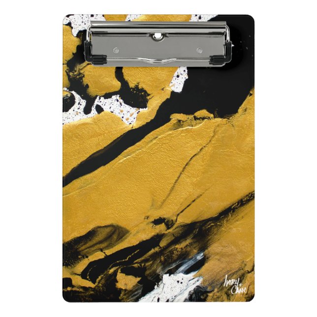 SPWW Anzündetes Soul Black & Gold Abstrakt Mini Klemmbrett (Vorderseite)