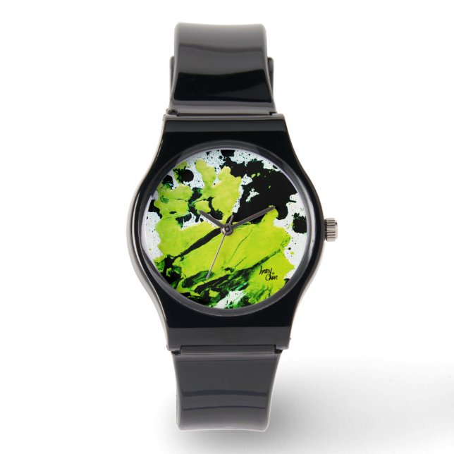 SPWW Keylime n' Slide Green & Black Abstrakt Armbanduhr (Vorderseite)