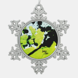 SPWW Keylime n' Slide Green & Black Abstrakt Schneeflocken Zinn-Ornament