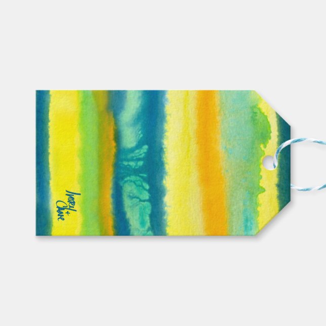 SPWW Tangoed Tiers Aquamarin grün & orange Geschenkanhänger (Vorderseite (Horizontal))