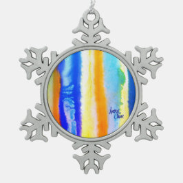 SPWW unter Horizont Blau und Orange Schneeflocken Zinn-Ornament