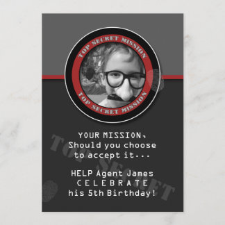 SPY Birthday Party CUSTOM Foto Einladung