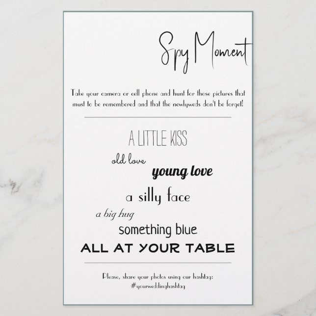 Spy Bridal Wedding Game Flyer (Vorne)