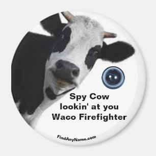 Spy Cow schaut euch Waco Firefighter Spaß Magnet a