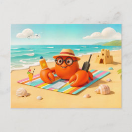 Spy Crab Relaxing On Beach With Mission Gear Postkarte