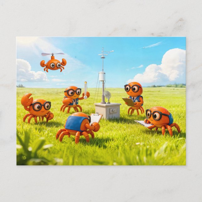 Spy Crabs Learning How Weather Station Works Postkarte (Vorderseite)