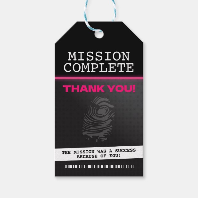 Spy Party Pink Vielen Dank Geschenkanhänger (Vorderseite)