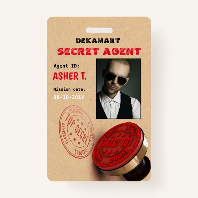 Spy Party Secret Agent Company Abzeichen Ausweis (Vorderseite)