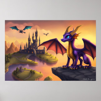 Spyro das kleine Dragon Fantasy Art Poster