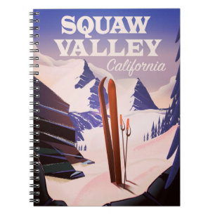 Sqaw Valley Kalifornien Reiseplakat. Notizblock