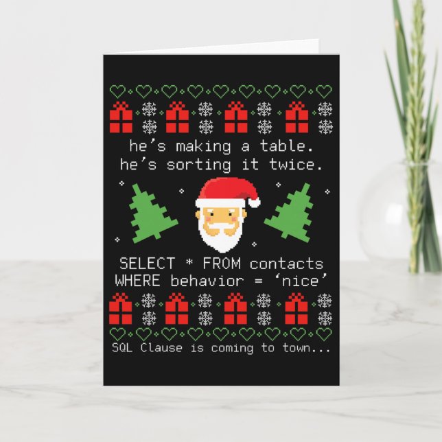 Sql Weihnachtsmann Datensatz Klausel Entwickler Co Karte (Vorderseite)