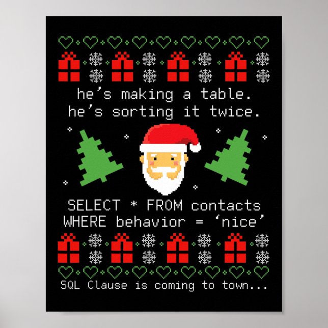 Sql Weihnachtsmann Datensatz Klausel Entwickler Co Poster (Vorne)