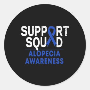 Squad Alopecia Awareness Blue Om Ribbon Krieger Runder Aufkleber
