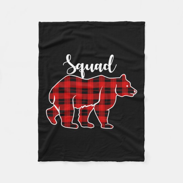 Squad Bear Red Kariert Weihnachtskostüm Matching F Fleecedecke (Vorderseite)