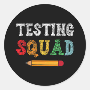Squad Costume Test Day Lehrer Student Funny Schoo Runder Aufkleber