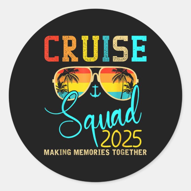 Squad Crew Cruise 2025 Sommerferien Matching Fa Runder Aufkleber (Vorderseite)