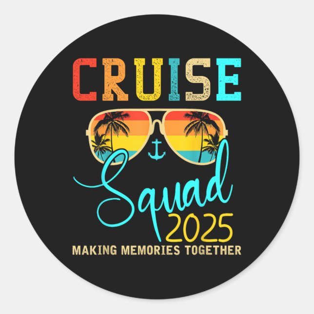 Squad Crew Cruise 2025 Sommerferien Matching Fa Runder Aufkleber (Vorderseite)