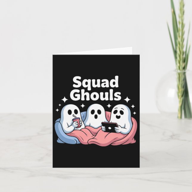 Squad Ghosts Matching Funny Halloween 5 Karte (Vorderseite)