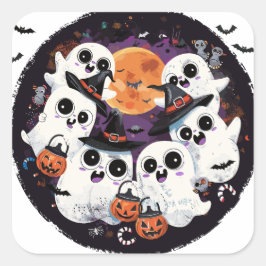 Squad Ghouls | ExDesigner | Halloween Quadratischer Aufkleber