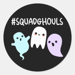 Squad Ghouls Funny Halloween Ghost Pun Dark BG Runder Aufkleber