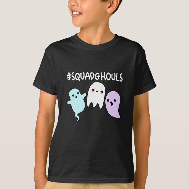 Squad Ghouls Funny Halloween Ghost Pun Dark BG T-Shirt (Vorderseite)
