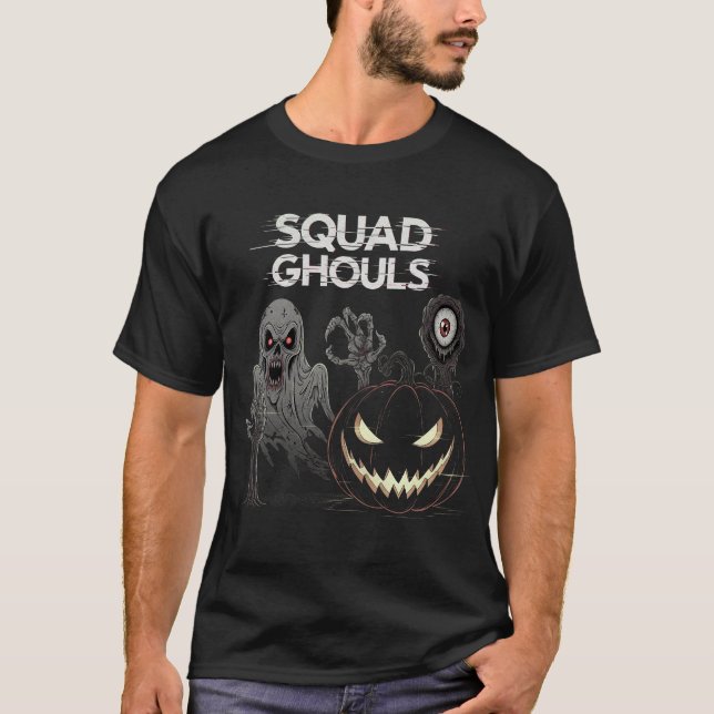 Squad Ghouls Glitch Horror Halloween T-Shirt (Vorderseite)