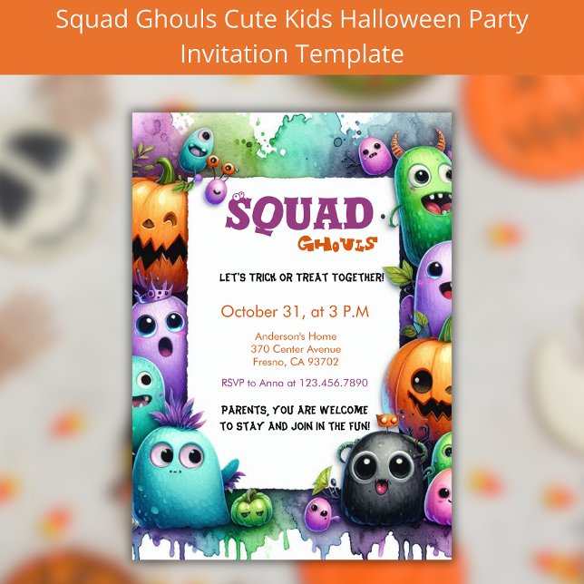 Squad Ghouls Halloween Trick oder Treat Party Einladung (Von Creator hochgeladen)
