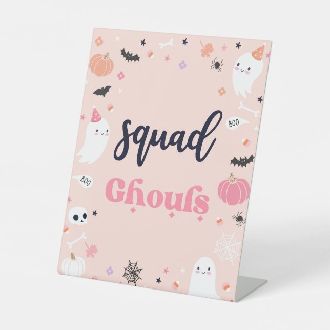 Squad Ghouls Niedliches Halloween Ghost Geburtstag Sockelschild (Vorderseite)