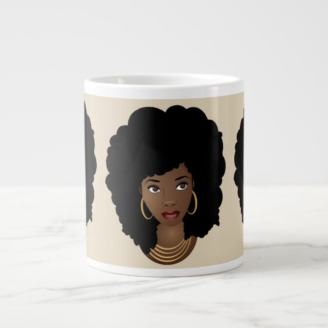 Squad Goals | Black Afro | Beige Jumbo-Tasse (Vorderseite)