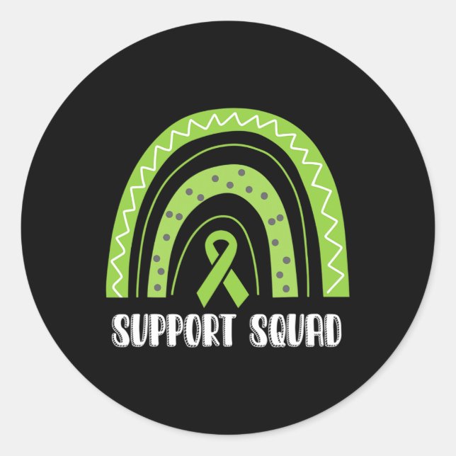 Squad Green Rainbow Kidney Disease Awareness Runder Aufkleber (Vorderseite)