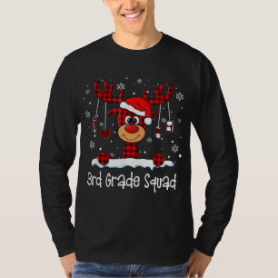 Squad Kariert Rentier Weihnachtsmannmütze Lehrer C T-Shirt