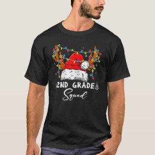 Squad Kariert Rentier Weihnachtsmannmütze Lehrer C T-Shirt