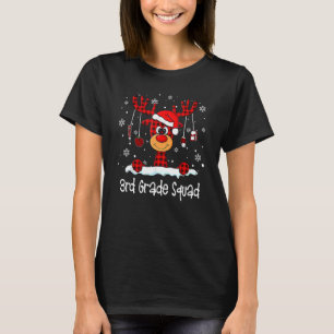 Squad Kariert Rentier Weihnachtsmannmütze Lehrer C T-Shirt