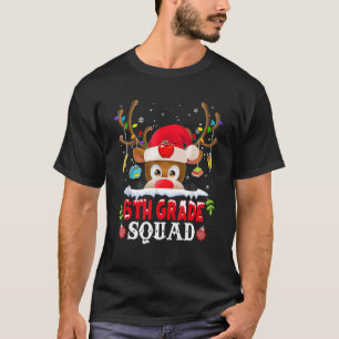 Squad Kariert Rentier Weihnachtsmannmütze Lehrer C T-Shirt
