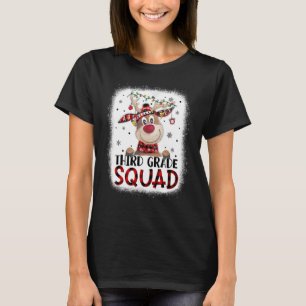 Squad Kariert Rentier Weihnachtsmannmütze Lehrer C T-Shirt